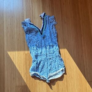 Poupette St. Barth Blue Floral Kids One Piece